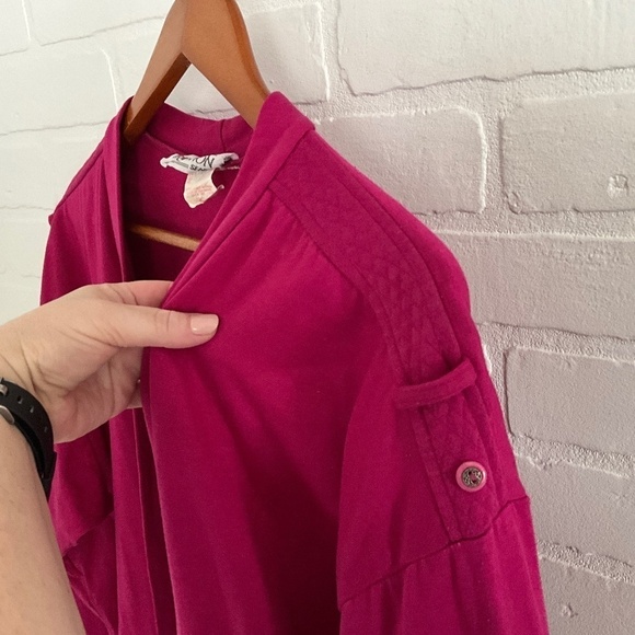 Vintage Pink Cardigan 1980 Quilted Fuschia 4 Buttons Relaxed fit with pockets !! - Picture 3 of 8